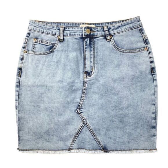 Just Quella Raw Hem Denim Stretch Mini Skirt Y2k Women’s Size 12 - Picture 1 of 6